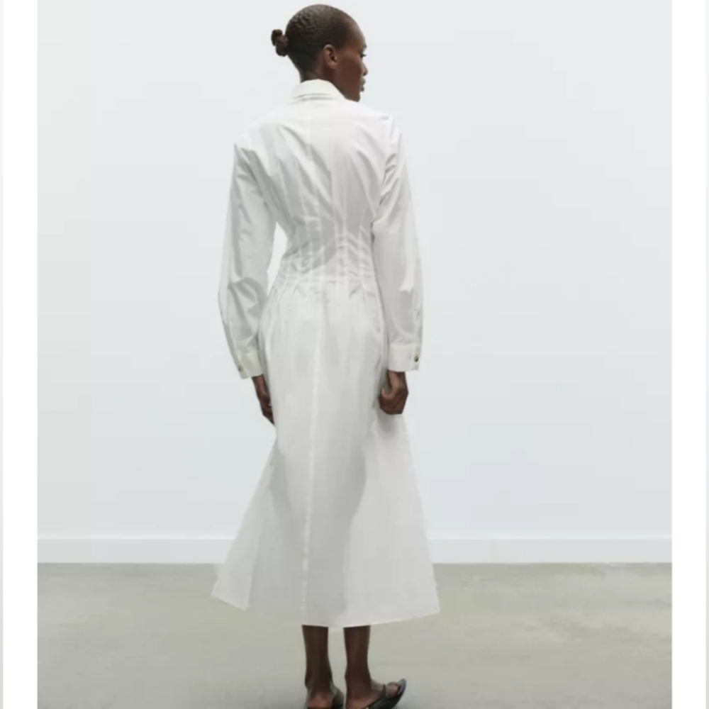 Zara Fitted Waist Poplin Dress - Picture 2 of 5